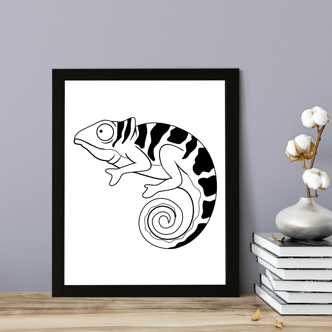 Designs ByLITA Chameleon Outlined version, Wall Print Animals Art | Family Presents | Bedroom | Stylish Kindergarten Decor