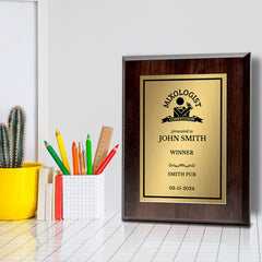 Mixologist Competition Customizable Award Plaque | Easel Mount Option | Achievement and Recognition Personalizable Plaques