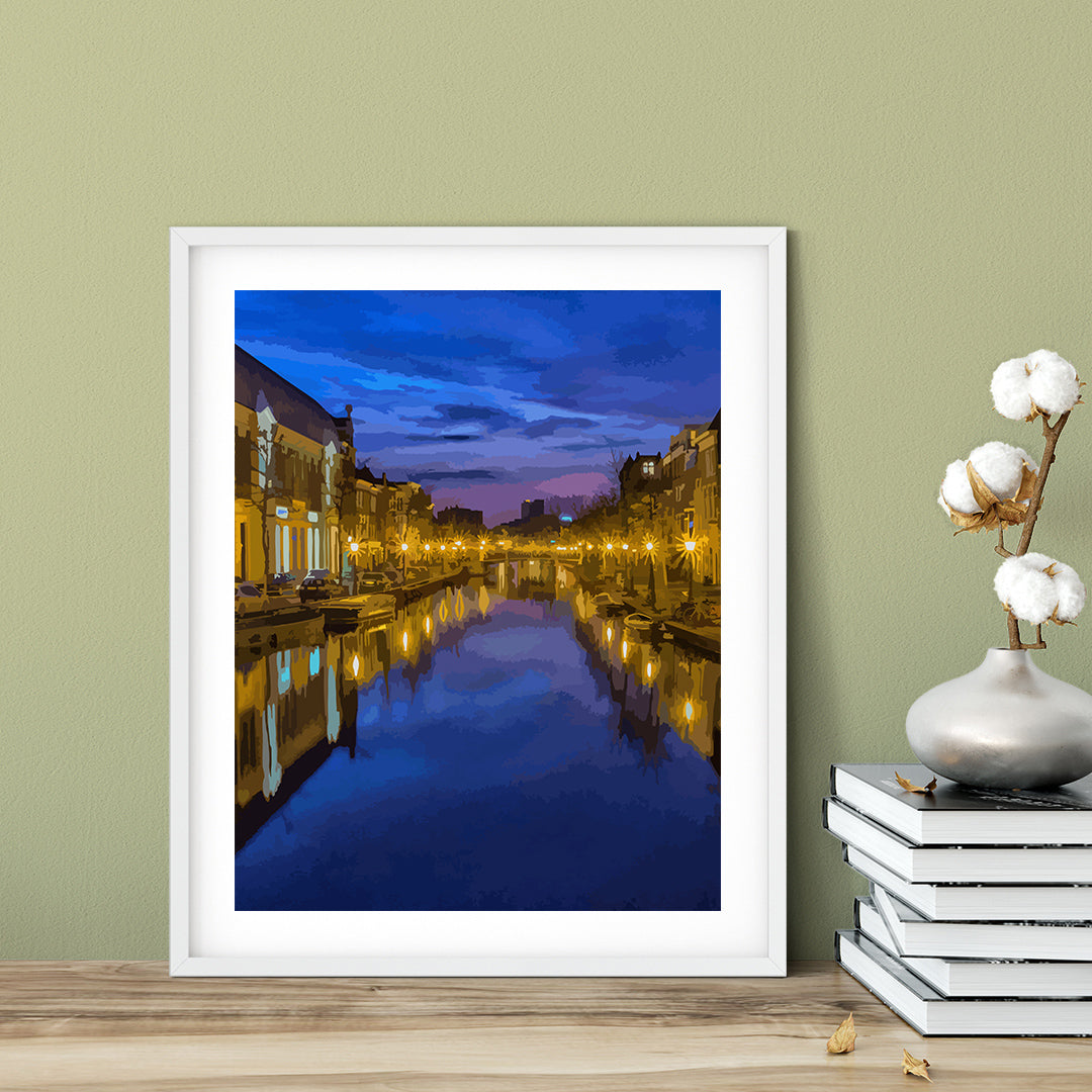 Designs ByLITA Misty Moonlit Canal, Wall Print Art | Old Masterpieces | Stylish Modern Decoration For The Home and Office
