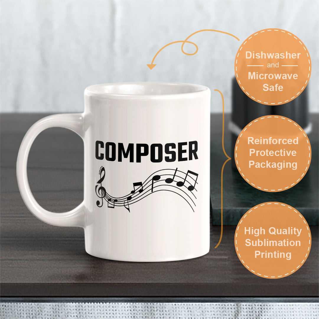 Composer 11oz Plastic or Ceramic Mug | Novelty Cup for Musicians