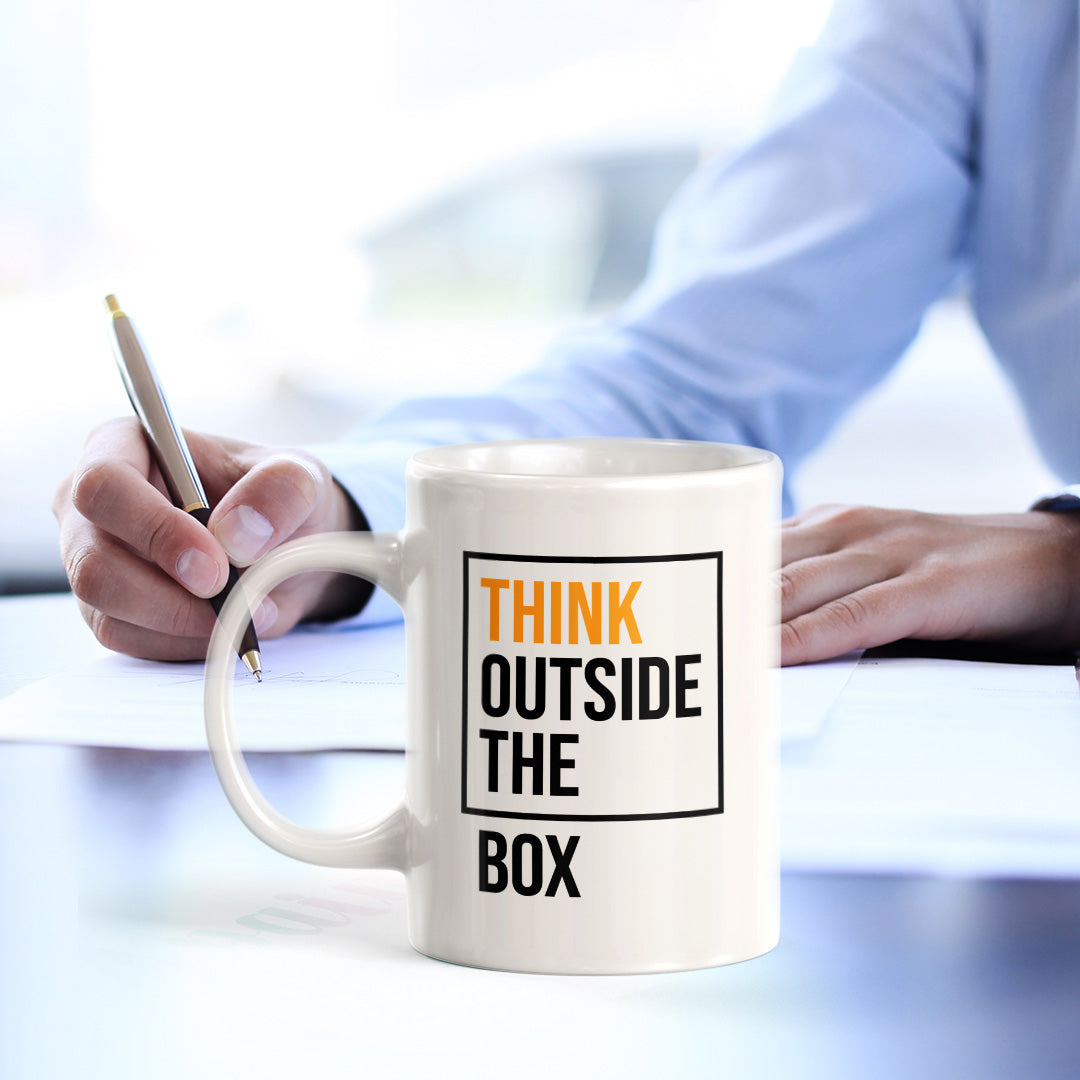Think Outside The Box 11oz Plastic or Ceramic Mug | Positive Affirmations and Motivation | Office and Home