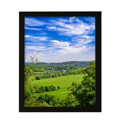Blue Sky Country Scene, Framed Print Sign Easy Installation | Countryside Beauty | Stylish Modern Decoration For The Home and Office