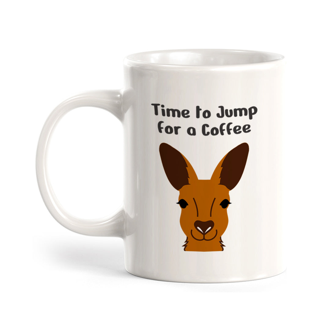 Time to Jump for a Coffee Kangaroo 11oz Plastic/Ceramic Coffee Mug | Funny Animal Mugs
