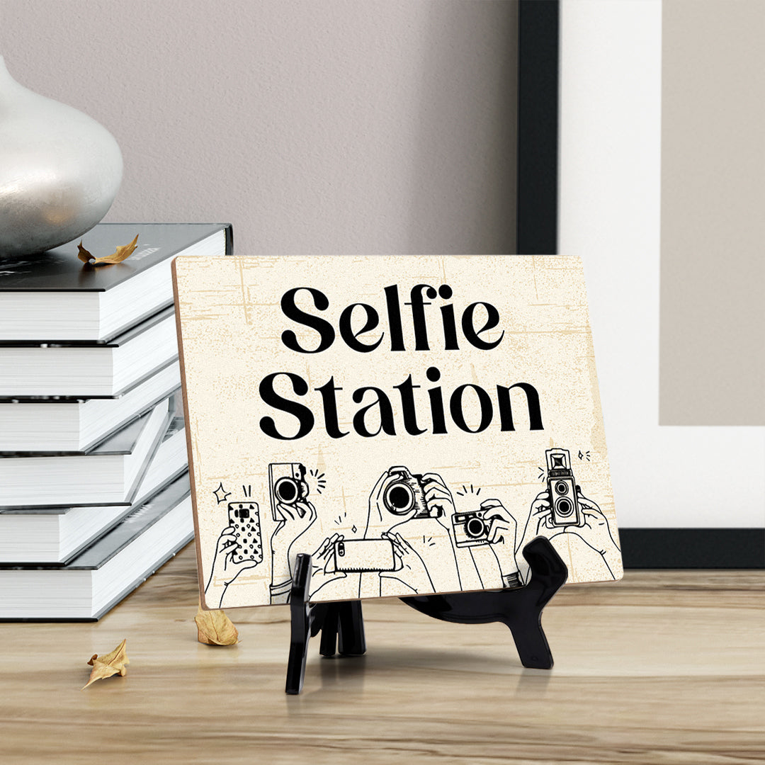 Signs ByLITA Selfie Station Wedding Decoration Table Sign with Acrylic Stand (6x8“)