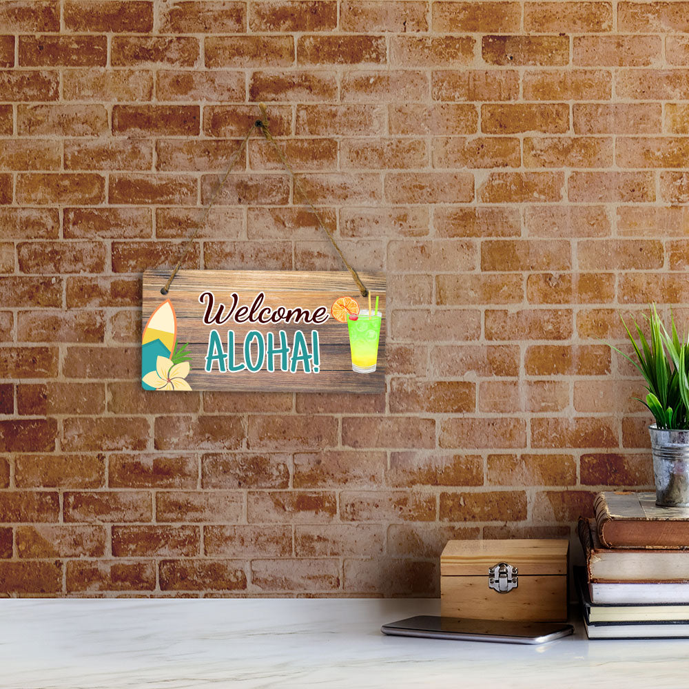 Welcome Aloha! 5x10 Hanging Plus Wall or Door Sign | Home Decor