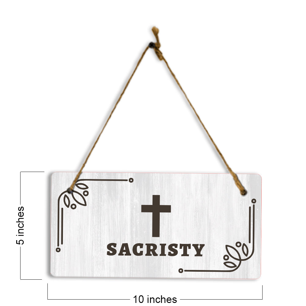 Sacristy 5x10 Hanging Plus Wall or Door Sign | Church Rustic Wood Sign