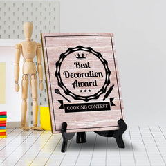 Signs ByLITA Best Decoration Award Cooking Contest, Table Sign with Acrylic Stand (6 x 8“)