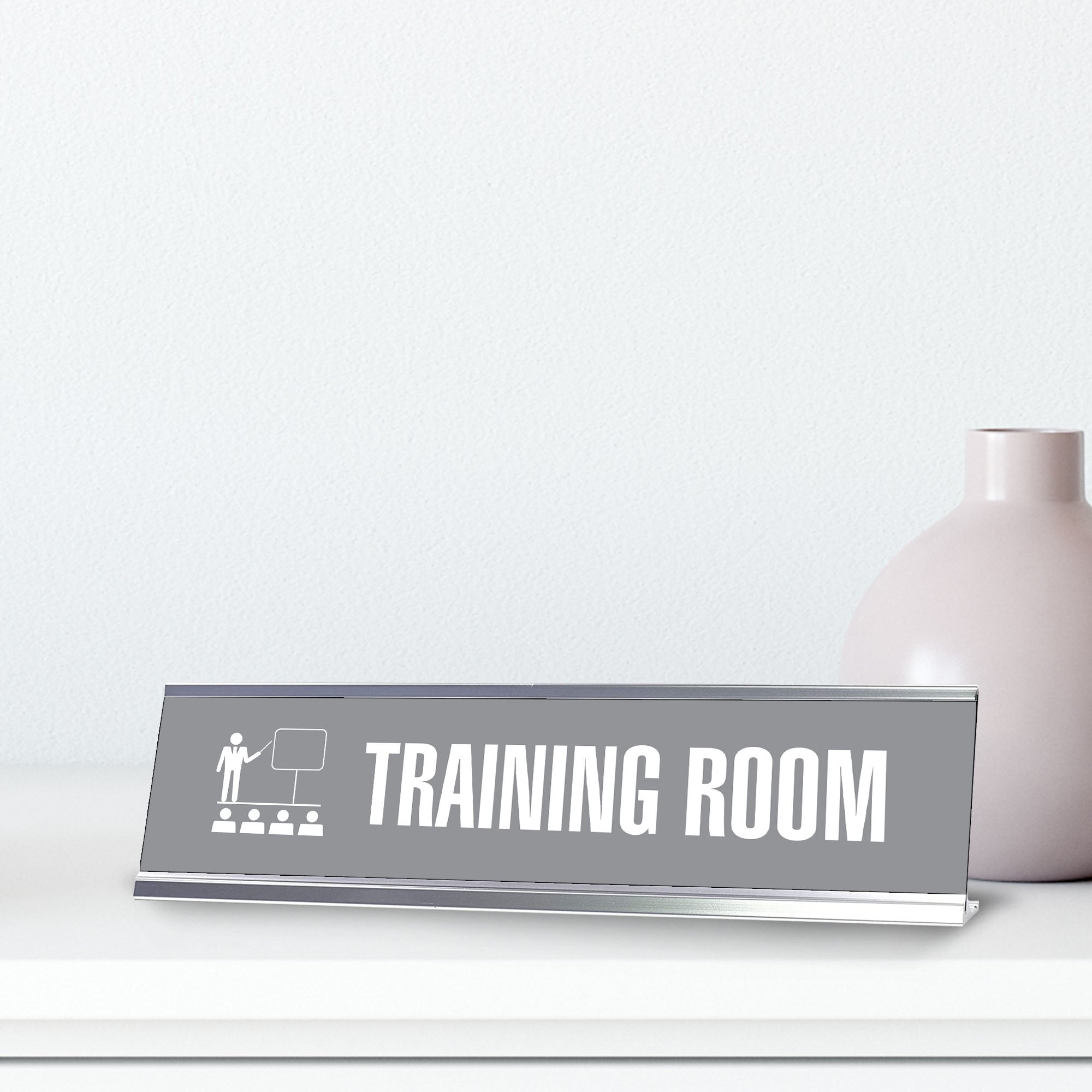 Training Room, Grey Silver Frame, Desk Sign (2x8")