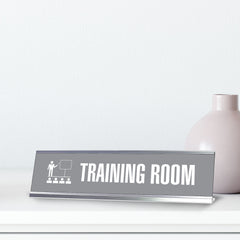 Training Room, Grey Silver Frame, Desk Sign (2x8")
