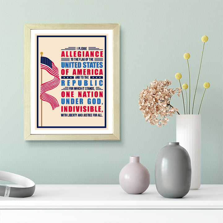 Designs ByLITA I pledge allegiance to the Flag of the United States of America, and to the Republic for which it stands, Wall Print Art | USA Patriotic Decoration (Unframed or Framed)