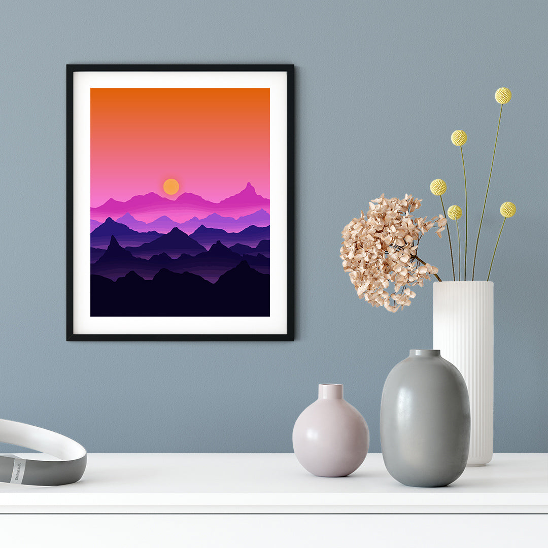 Designs ByLITA Ruby Dusk Sunset, Wall Print Art | Beautiful Flowers | Stylish Modern Decoration For The Home and Office