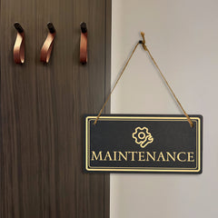 Maintenance 5x10 Hanging Plus Wall or Door Sign | Rustic Twine | Workplace Signage