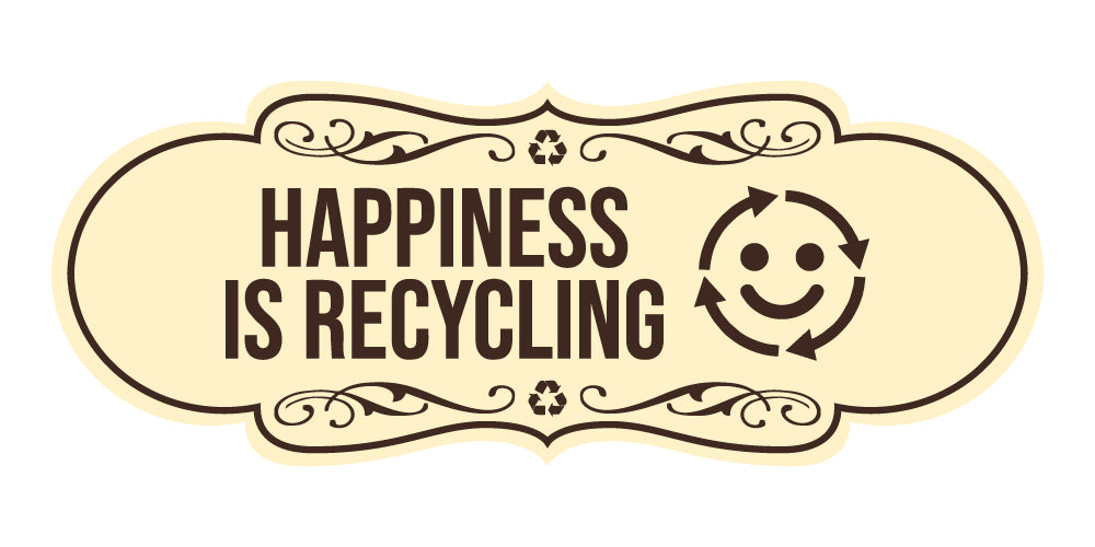 Signs ByLITA Designer Happiness Is Recycling Wall or Door Sign