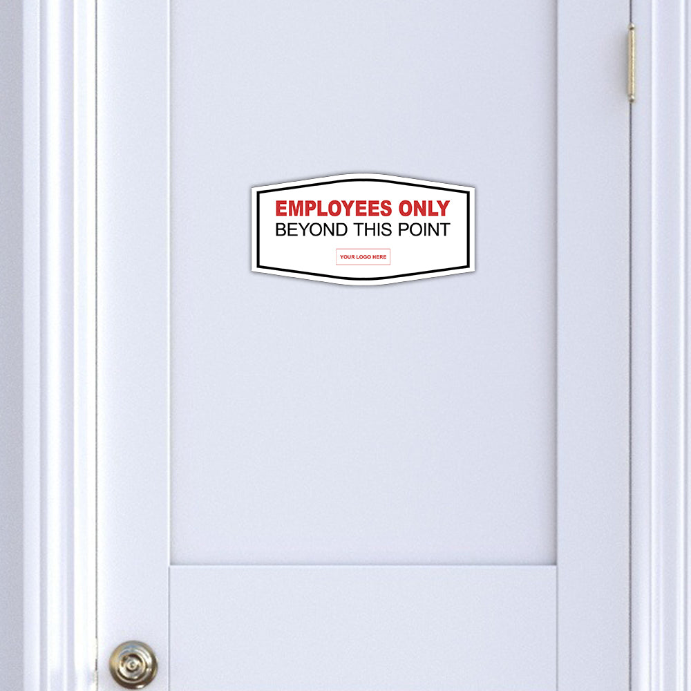 Signs ByLITA Fancy Plus | Employees Only Beyond This Point Wall or Door Sign | Customizable with Your Company Logo | Durable & Easy to Install