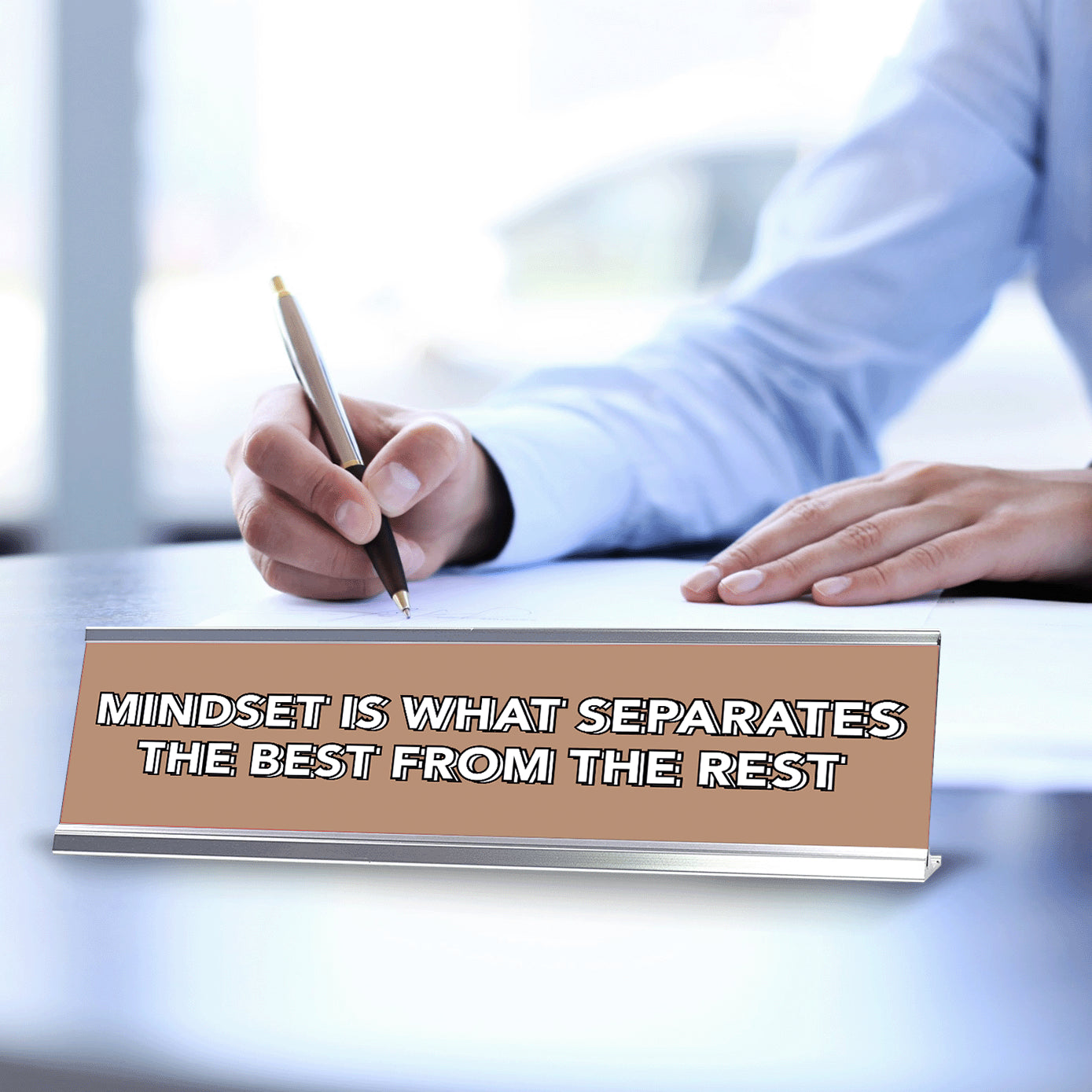 Mindset Is What Separates The Best From The Rest 2 x 10" Desk Sign | Inspirational Quotes Workspace