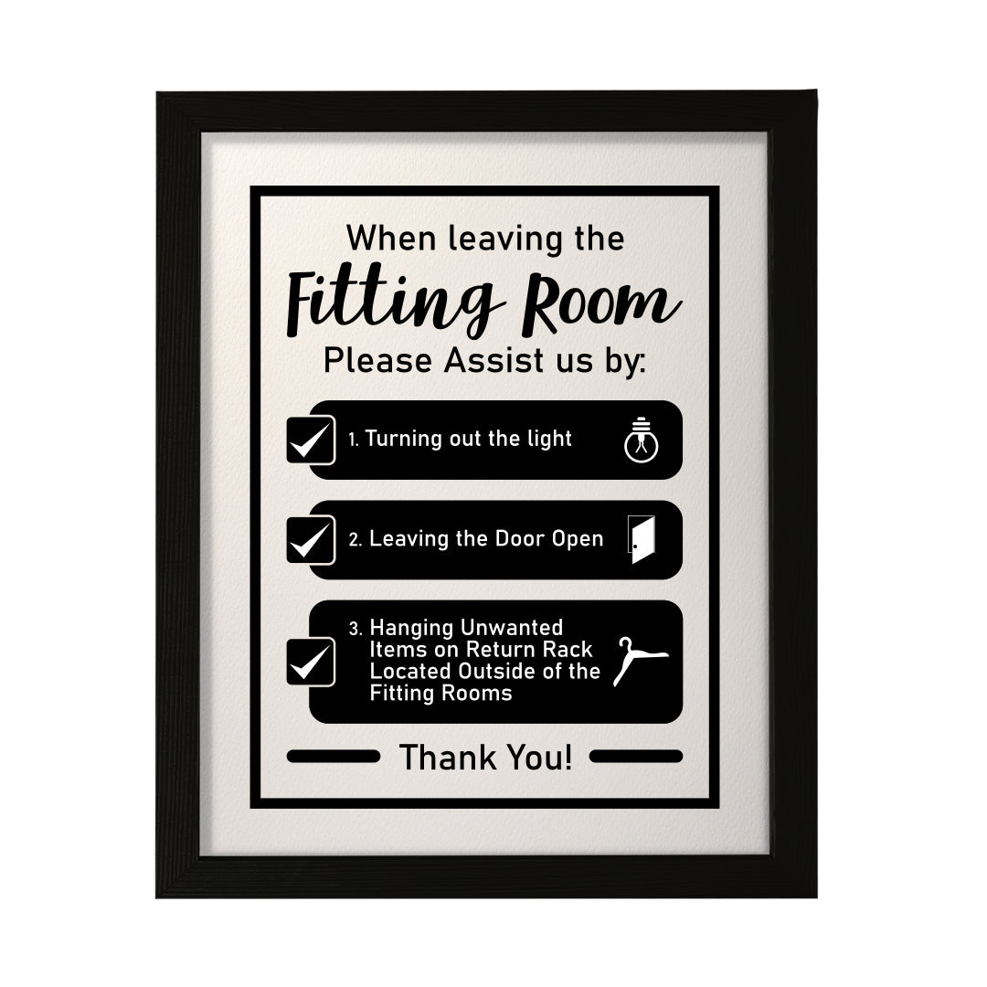 Designs ByLITA When Leaving The Fitting Room Please Assist Us By, Wall Print Art | Retail Store Decoration (Unframed or Framed)