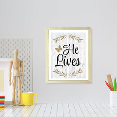 Designs ByLITA He Lives, Framed Wall Art Print | Religious Church & Home Decor
