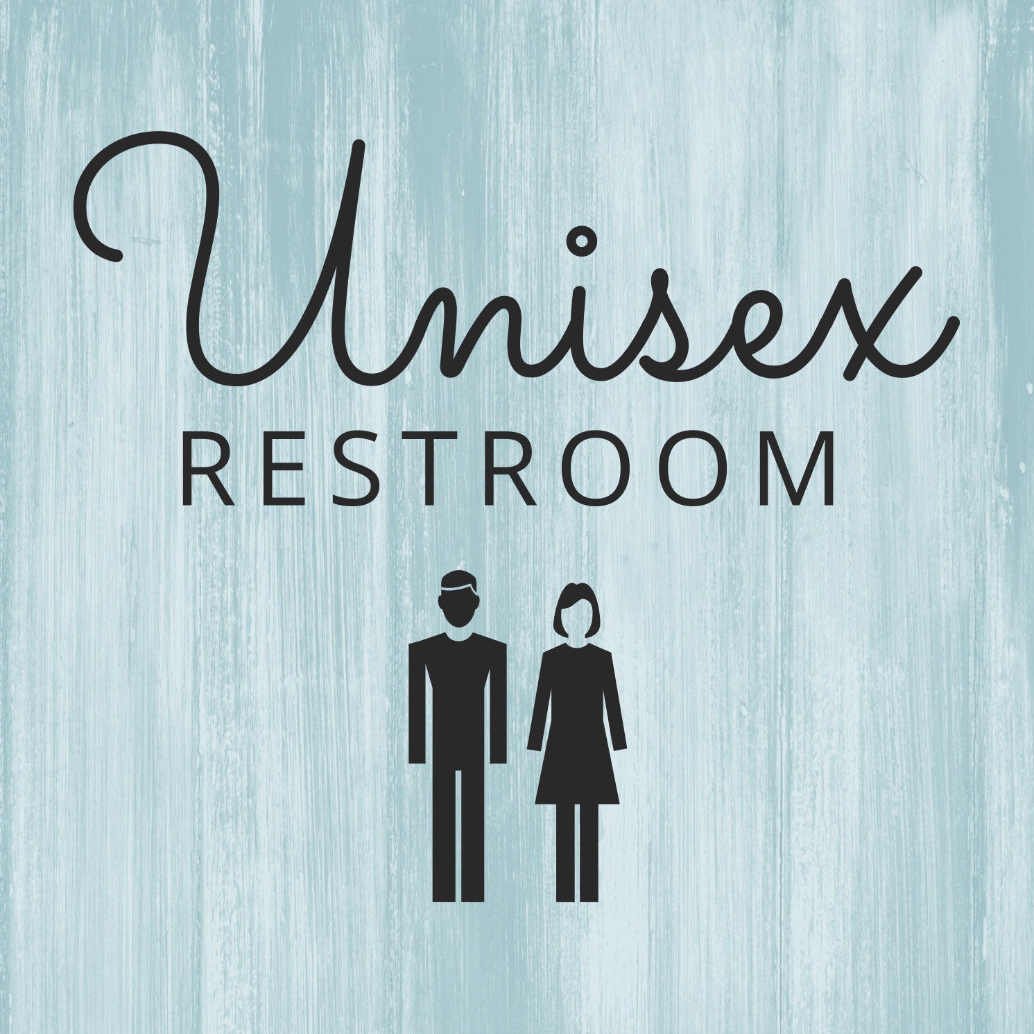 Signs ByLITA Unisex Restroom, Wood Color, Square Table Sign (5" x 5”)