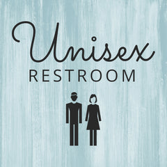 Signs ByLITA Unisex Restroom, Wood Color, Square Table Sign (5" x 5”)