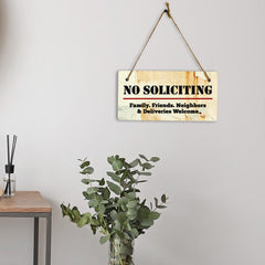 No Soliciting Family. Friends. Neighbors & Deliveries Welcome 5x10 Hanging Plus Wall or Door Sign | Home Security