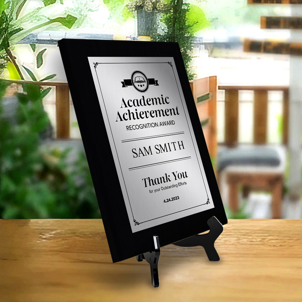 Signs ByLITA Academic Achievement Recognition Customizable Black Frame Award Wooden Plaque Award with Easel Stand
