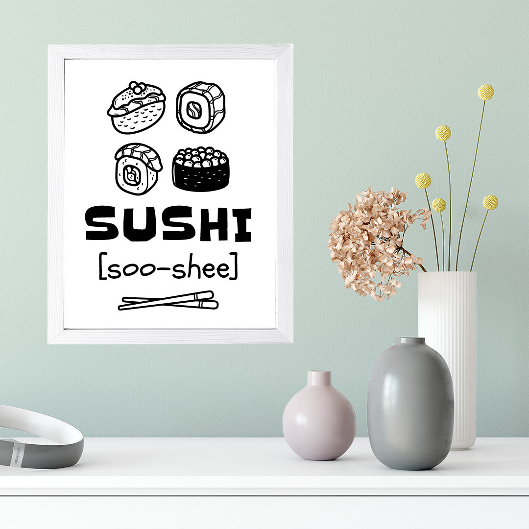 Designs ByLITA Sushi (Soo-Shee), Framed Print Inspirational Wall Art | Decoration For Sushi Lovers