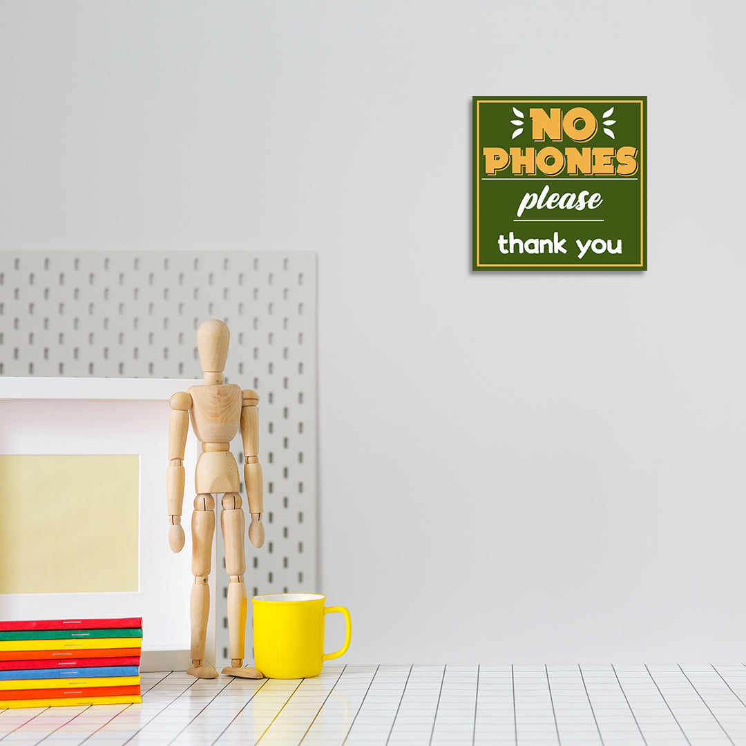 Square Plus No Phones Please Thank You Wall or Door Sign | Public Spaces Signage