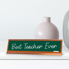 Signs ByLITA Best Teacher Ever Gold Frame, Novelty Desk Sign (2x8?)