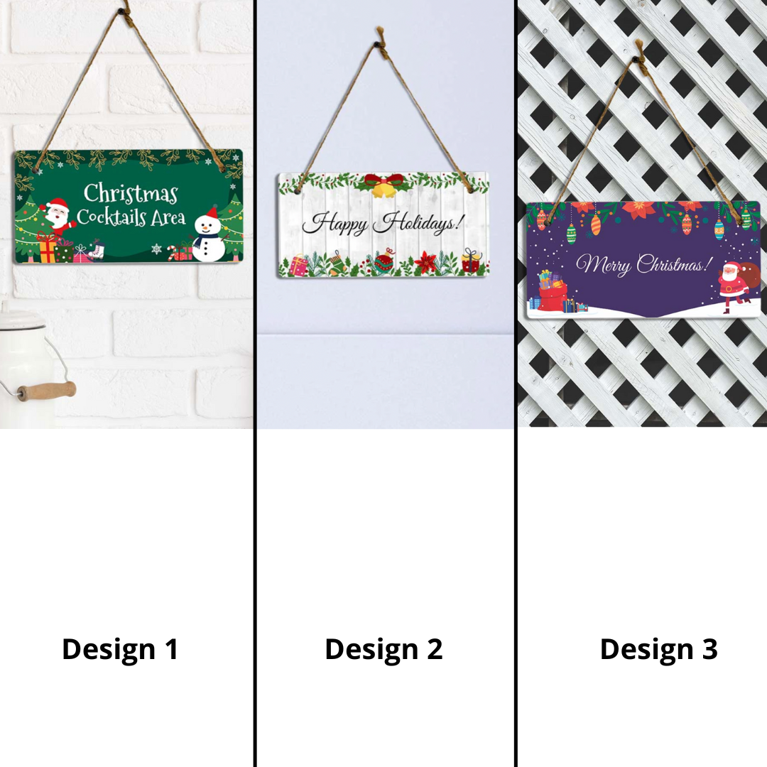 Customizable Christmas 5” x 10” Hanging Wall or Door Sign | Holiday Indoor Decoration