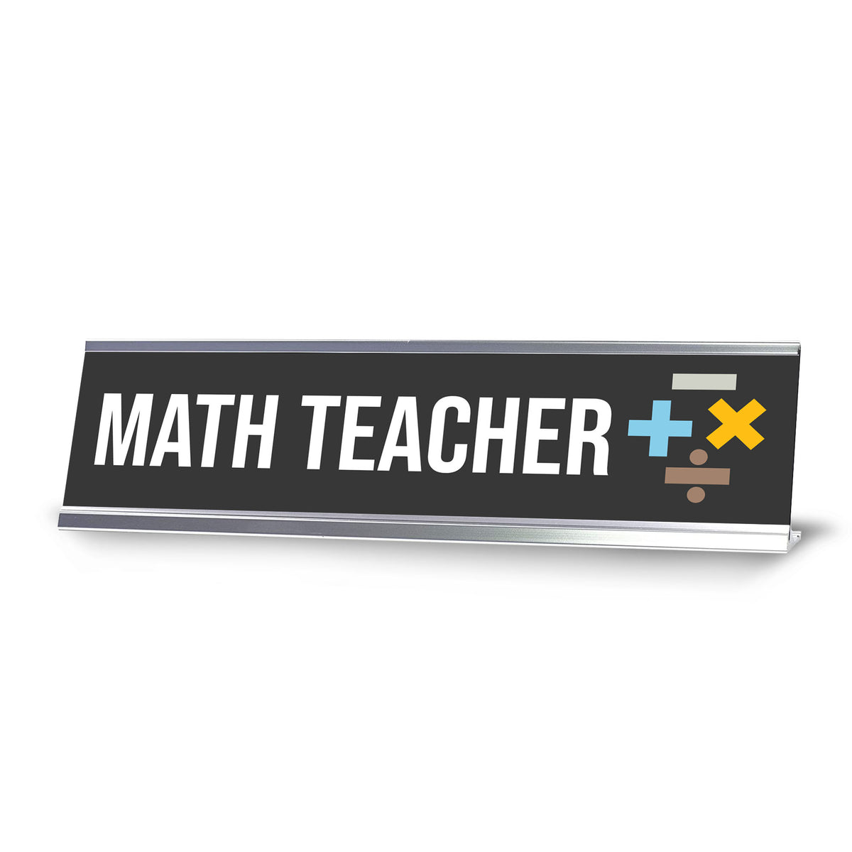 Signs ByLITA Math Teacher Silver Frame, Desk Sign (2x8")