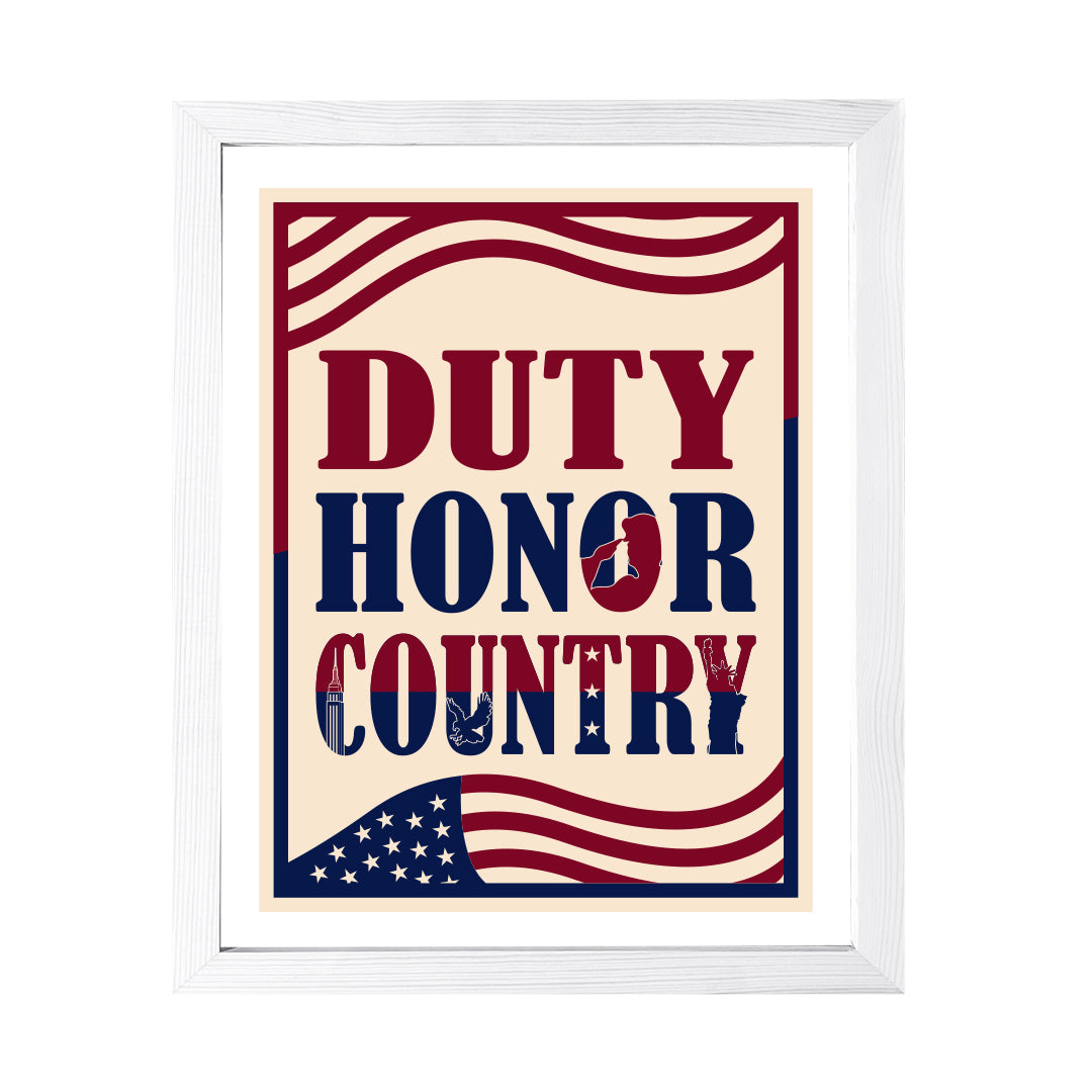 Designs ByLITA Duty, Honor, Country, Wall Print Art | USA Patriotic Decoration (Unframed or Framed)