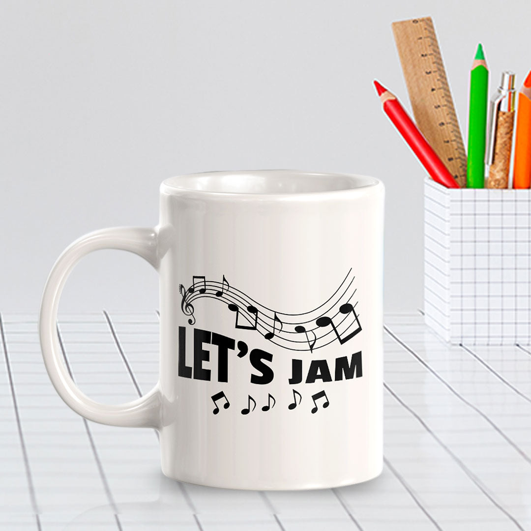 Let's Jam 11oz Plastic or Ceramic Mug | Novelty Cup for Musicians
