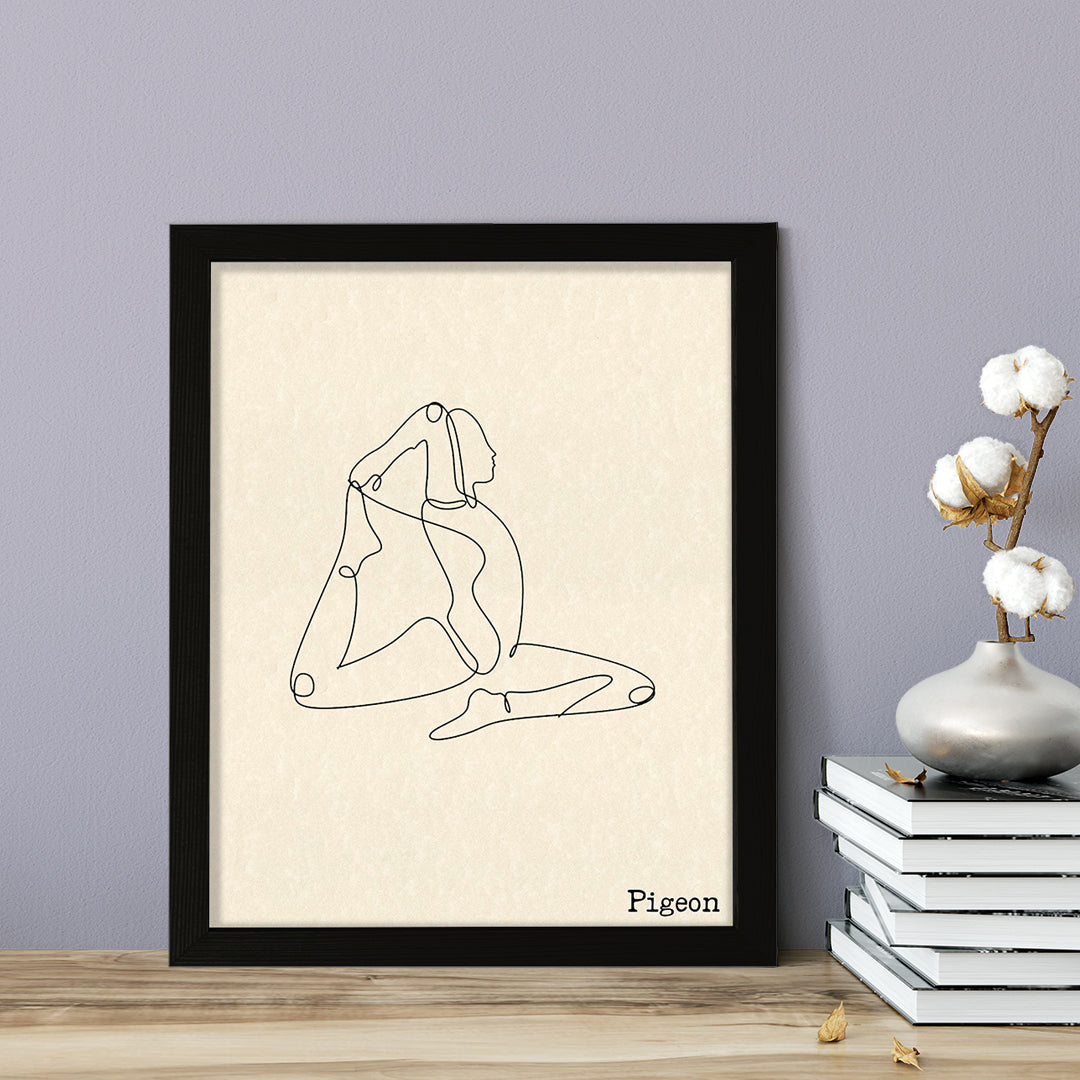 Pigeon, FRAMED Print Yoga Wall Art