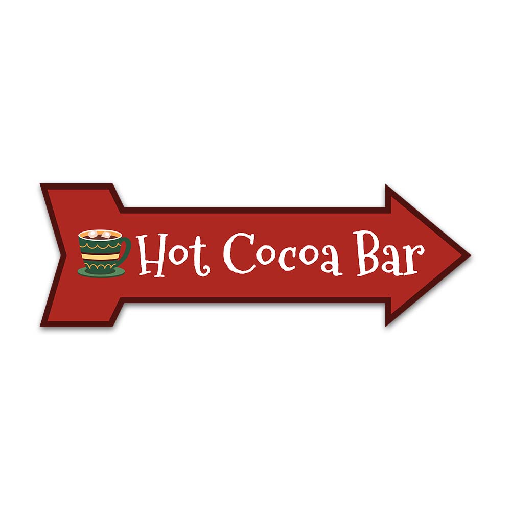 Arrow Shape Plus Hot Cocoa Bar 12x4" Wall or Door Sign | Christmas Holiday Decoration