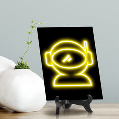 Astronaut Neon Graphic Style Table Sign With Acrylic Easel | Live Streamer Gaming Themed Decoration