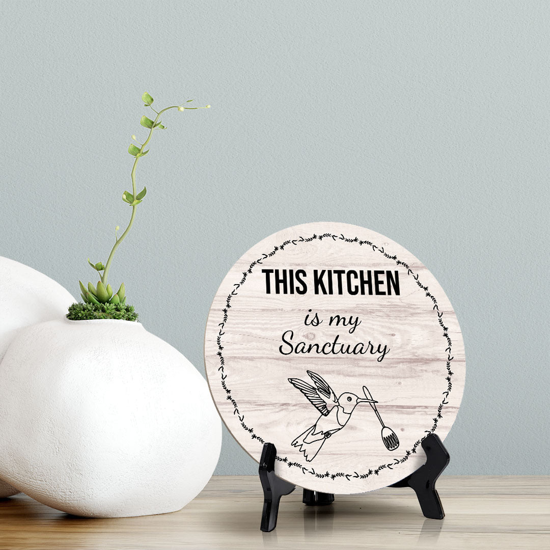 Round This Kitchen Is My Sanctuary Wood Color, Circle Table Sign (5x5")