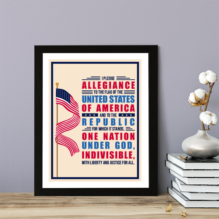 Designs ByLITA I pledge allegiance to the Flag of the United States of America, and to the Republic for which it stands, Wall Print Art | USA Patriotic Decoration (Unframed or Framed)