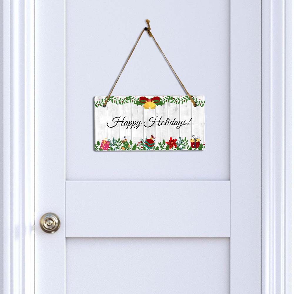 Customizable Christmas 5” x 10” Hanging Wall or Door Sign | Holiday Indoor Decoration