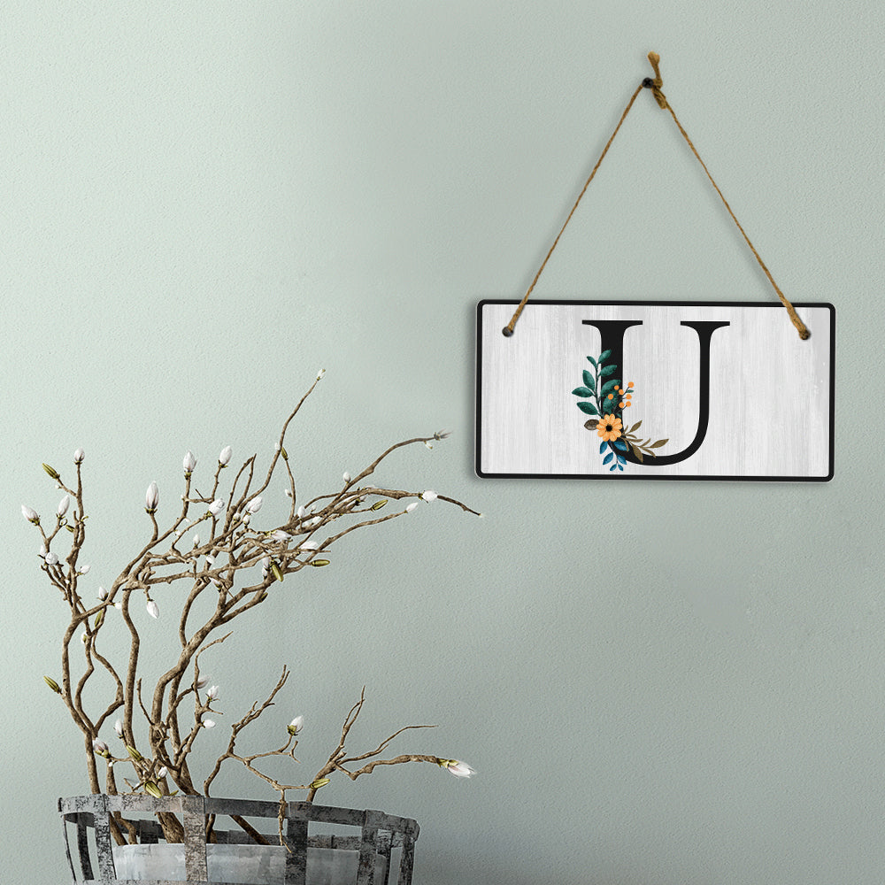 U Flower Decor 5x10 Hanging Wall or Door Sign | Alphabet Letter Room Decoration