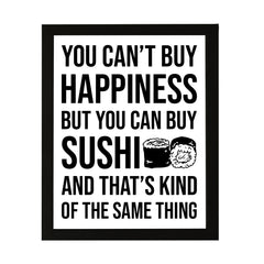 Designs ByLITA You Can't Buy Happiness But You Can Buy Sushi, Framed Print Inspirational Wall Art | Decoration For Sushi Lovers