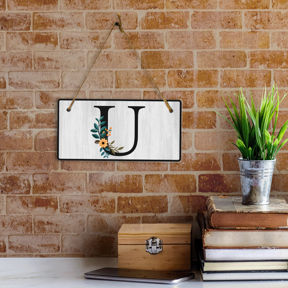 U Flower Decor 5x10 Hanging Wall or Door Sign | Alphabet Letter Room Decoration