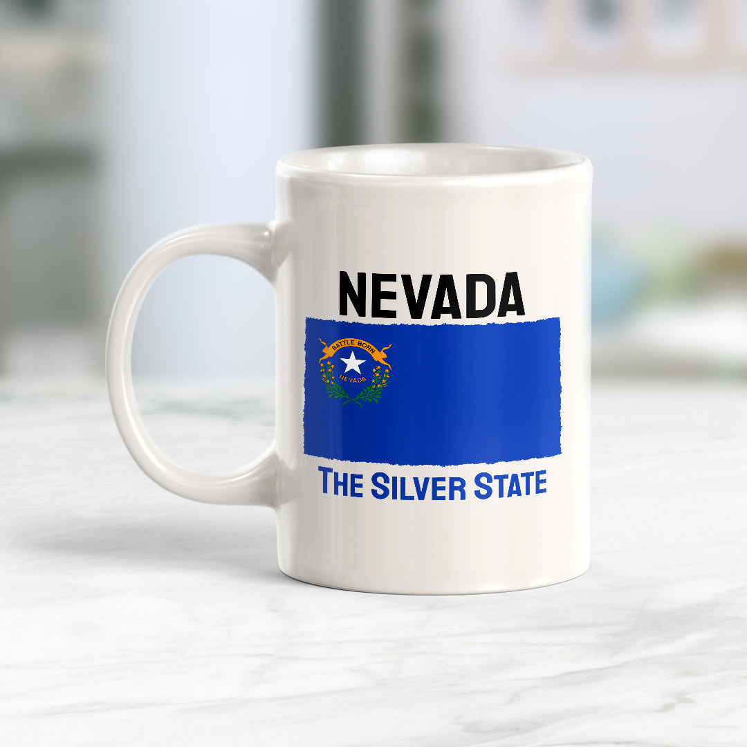 Designs ByLITA Nevada: The Silver State 11oz Plastic or Ceramic Coffee Mug| States Flag Collection Mug