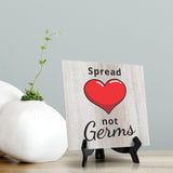 Signs ByLITA Spread Love Not Germs, Wood Color, Square Table Sign (5" x 5”)