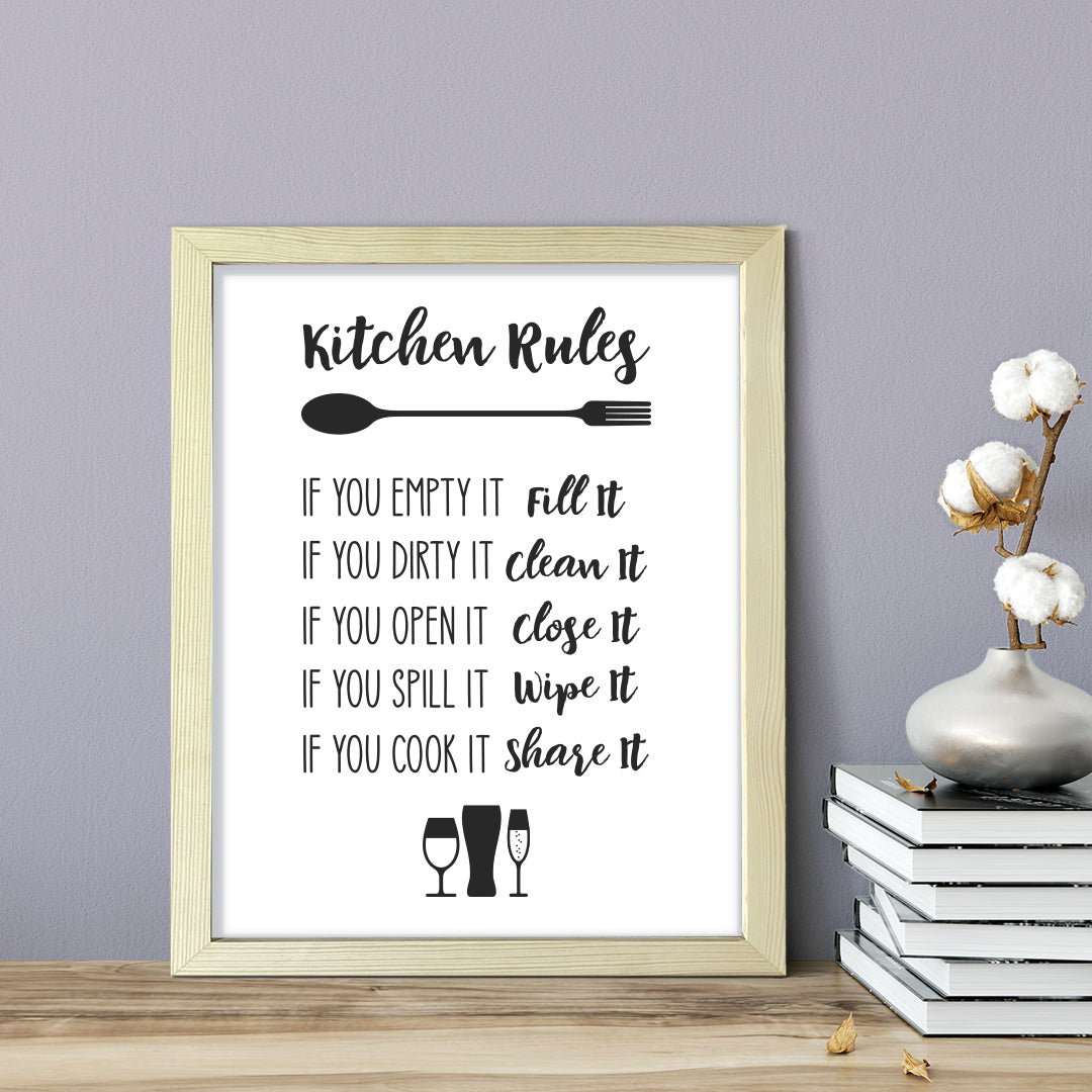 Kitchen Rules, Framed Wall Art, Home Décor Prints