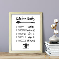 Kitchen Rules, Framed Wall Art, Home Décor Prints