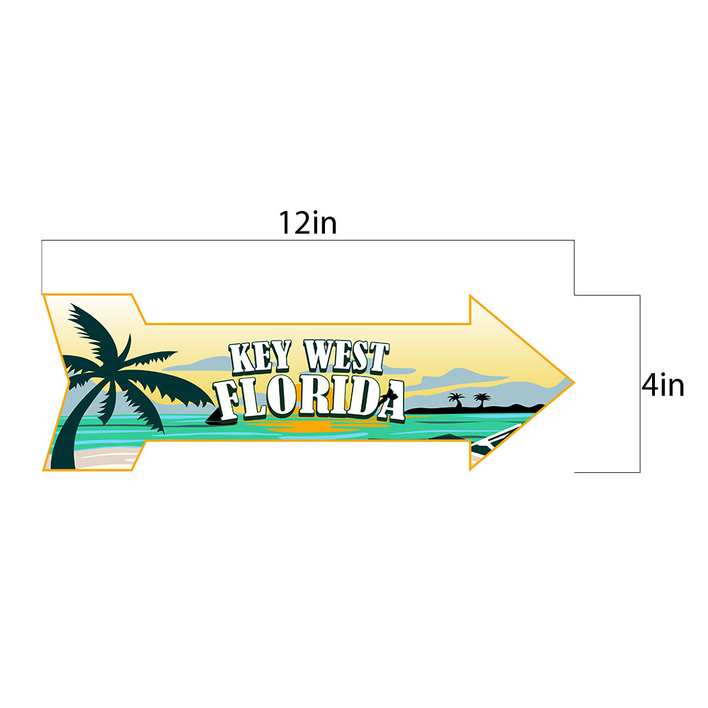 Arrow Shape Plus Key West, Florida 12x4" Wall or Door Sign | Stylish Famous US Beach Souvenirs