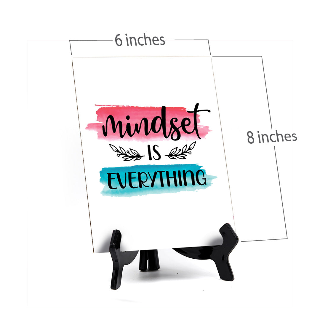 Mindset is Everything Table Sign with Acrylic Stand (6x8“) | Positive Affirmation Inspiration Décor