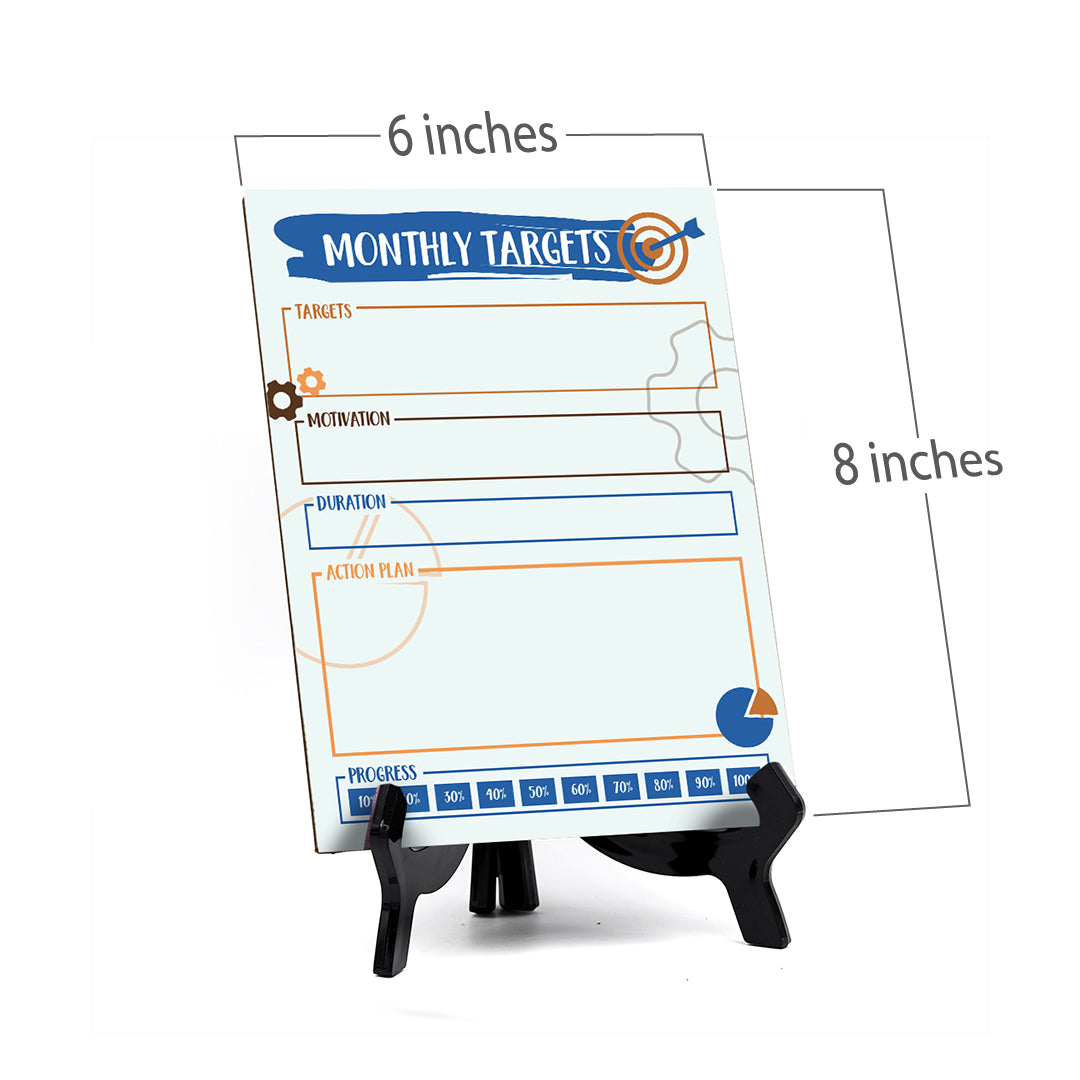 Monthly Targets Dry Wipe Liquid Chalk Table Sign (6x8") Easy Installation | Restaurant & Bar | Customer Input | No Pen Included