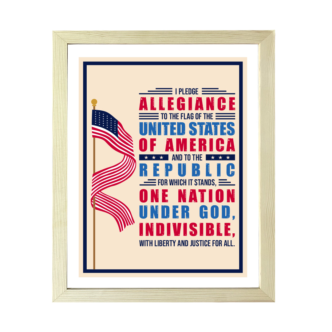 Designs ByLITA I pledge allegiance to the Flag of the United States of America, and to the Republic for which it stands, Wall Print Art | USA Patriotic Decoration (Unframed or Framed)