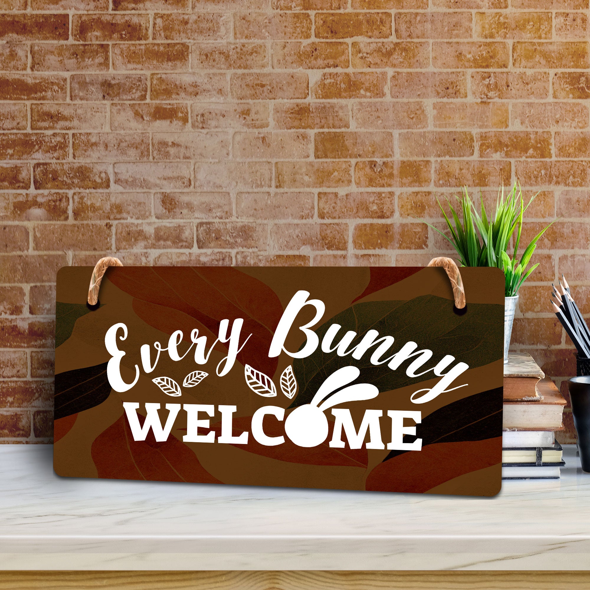 Every Bunny Welcome 5x10 Hanging Wall or Door Sign | Funny Religious Home Decor
